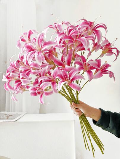 1/3/6pcs Artificial Lily Flowers, 65cm Fake Flowers Suitable For Wall, Living Room, Bedroom, Wedding, Party Decor, Tabletop Filler, Home, Desktop Decor, Kitchen, Wedding, Tabletop, Centerpiece, Office, Garden, Outdoor, House, Yard Decor, All Seasons