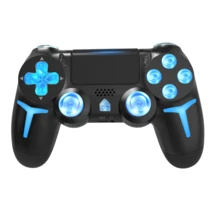 GAMINJA P412 无线控制器，兼容 P4/P4 Slim/P4 Pro/PC，RGB 多模式灯光效果，双震动，扬声器，六轴陀螺仪，耳机插孔，触摸板和 LED 指示灯 - 查看 11