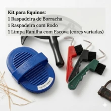 Kit Higiene Equinos Raspadeira Rodo Limpa Ranilha Escova para Cavalo Potro #Cuidados com Pêlos - Tipo A - Visão 2