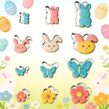 Bộ khuôn cắt bánh quy bằng thép không gỉ chủ đề lễ hội, hình cỏ ba lá, cầu vồng, cốc bia, mũ và ria mép để tự làm bánh quy, fondant, bánh mì kẹp và các món nướng trong nhà bếp. - Bạc - Xem 10