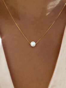 1pc 925 Sterling Silver Minimalist Pearl Shell Pendant Necklace, Delicate Jewelry Gift For Women - Shell Beads - View 7