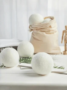 6/3/1 pieza Bolas de secadora de lana - Suavizante de tela natural, reutilizable, reduce las arrugas, ahorra tiempo de secado, mejor que las bolas de plástico y los suavizantes líquidos - Blanco - Ver 12