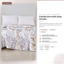 Edredom reversível com estampa tropical de folhas verdes, microfibra 300g, enchimento nórdico macio e acolchoado para camas de 90/105cm, 135/150cm e 180cm, colcha para quarto com tema de selva. - Bege e cinza - Ver 2
