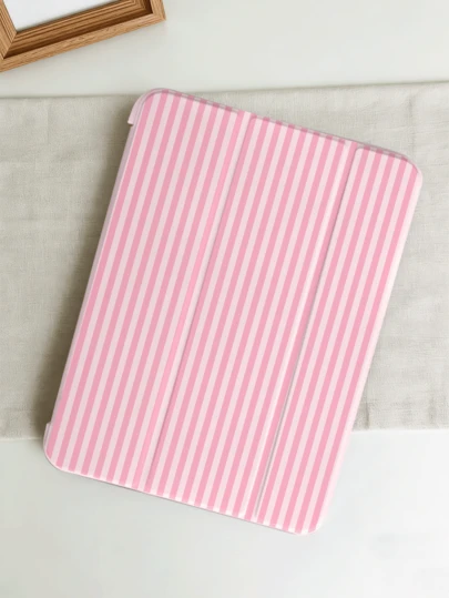 Striped Pink Striped Element Design Flat Protective Case, Compatible With IPad 10.2" (A16) 11" 11th Gen 2025 9th/10th Gen, Air 4th 10.9", Galaxy Tab S6 Lite 10.4", Anti-Drop, With Pen Slot, Support Sleep/Wake, Romantic Gift.