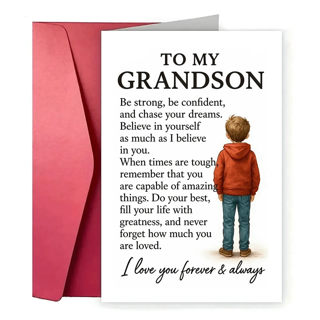 1pc Grandparents To Grandson Greeting Card, Inspirational Motivational Message, Suitable For Birthday, Graduation Or Other Special Occasions, Expressing Love And Support - One Size Fits All - View 1