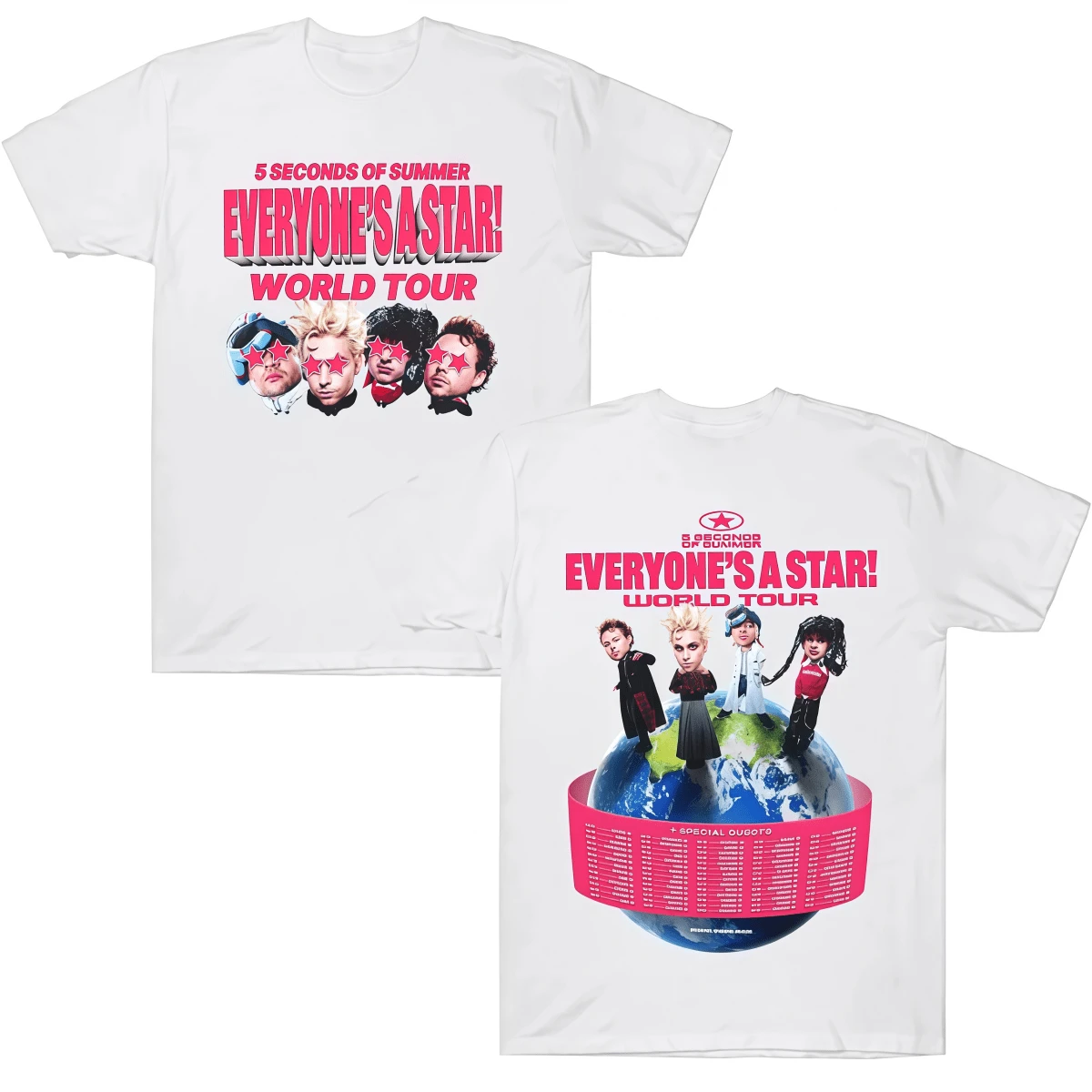 5 Seconds Of Summer Everyone Is A Star T-Shirt 5SOS World Tour 2026 T-Shirt - White - View 1