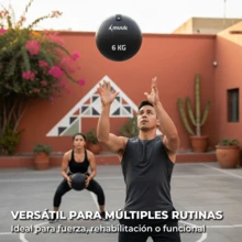 MUUK FITNESS Balón Medicinal de Entrenamiento Funcional 2kg/3kg/4kg/5kg/6kg/10kg | Pelota Wall Ball Profesional de PVC Reforzado con Superficie Antideslizante | Ideal para Crossfit, Fuerza, Resistencia, Abdominales, Sentadillas, Box y Home Gym - 6kg - Ver 5