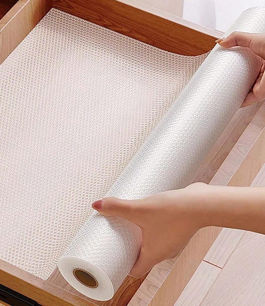 1roll 11.8*39Inch Shelf Liner, Drawer Liner, Cabinet Liner. Translucent EVA Material Waterproof, Moisture-Proof, Mildew-Proof, Oil-Proof, Anon-Slip. Thickened Wear-Resistant Durable, Washable And Reusable,Can Be Cut To The Required Size,Suitable For Shelf Liners, Kitchen Cabinet Liner, Shelves, Refrigerators, Drawers, Shoe Cabinet Liners Non-Adhesive - Xem 1