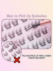 FindLove 36/54Clusters Pre Glued Lashes Manga No Glue Needed Eyelashes C Curl Korean Style Natural Glue Free Eyelash 9-11mm False Eyelash Press On Lashes Self Adhesive Eye Lash Reusable Long Lasting Japanese Makeup Natural Look Wispy Eyelash Extensions - C - View 5