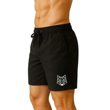 KIT 3 T-Shirts + 2 Shorts Tactel Elastane Men's Dry Fit Bermuda Shorts Alpha Co Lobo Wolf Geometrico Academia Original - Đen, xanh dương và trắng - Xem 7