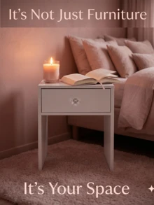 Minimalist White Side Table With Crystal Style Knob, Petit Nightstand For Bedroom & Living Room, Versatile Storage Cabinet, Space-Saving Furniture For Apartment & College Dorm - 白色 - 查看 6
