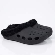 Women's Clog With Sherpa Lining, Warm Winter Style, Non-Slip PVC, Comfortable, Unisex, Sizes 35-42 - 黑色 - 查看 15