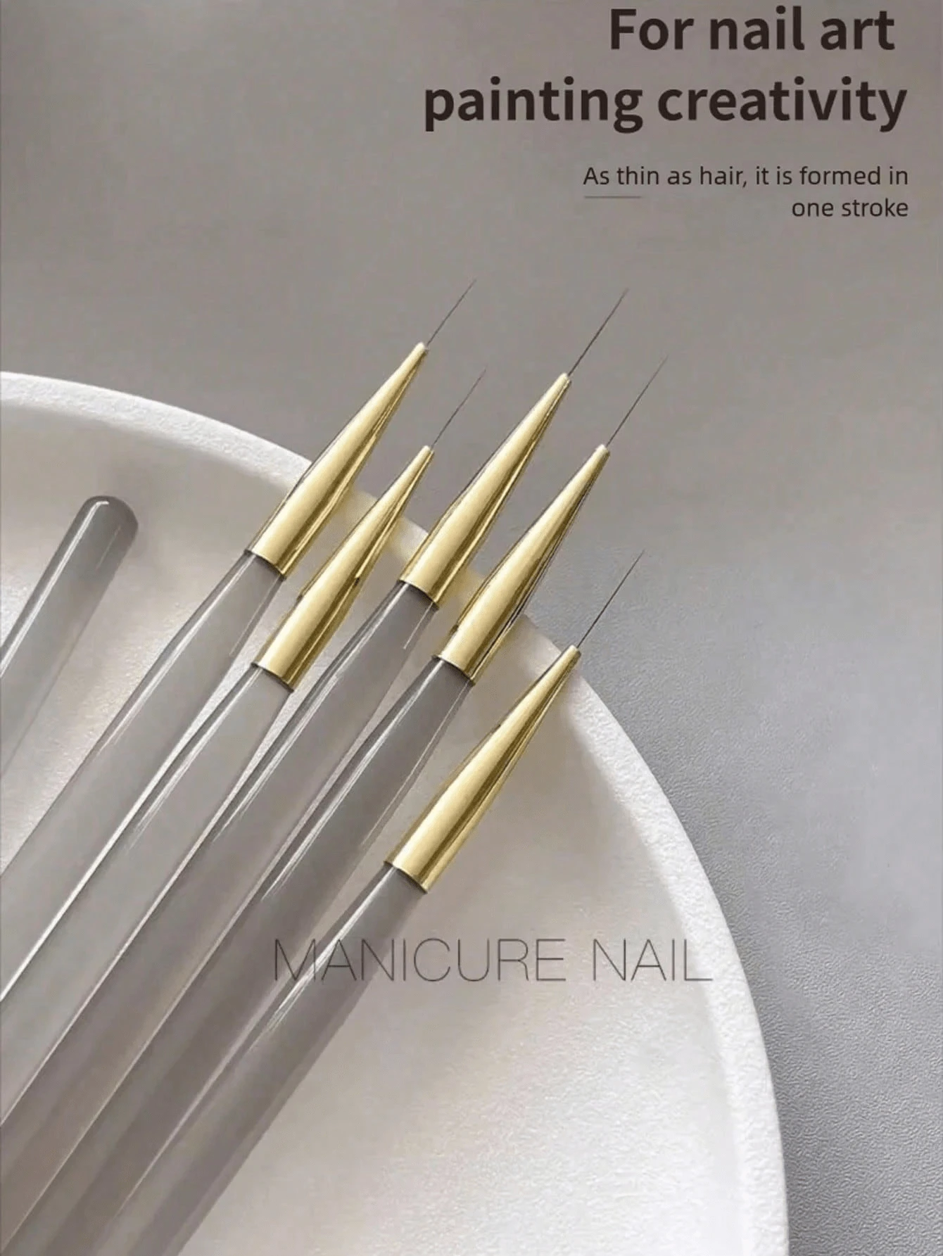 3/1件套精致拉伸美甲笔套装灰色亚克力棒拉伸美甲笔， - 彩色 - 查看 1