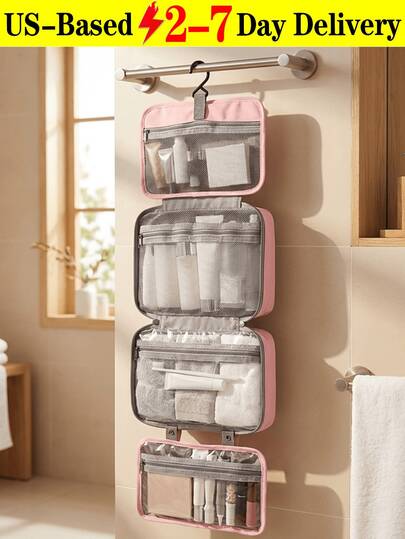 (2-7 Daysmust Arrive)Large Capacity Hanging Toiletry Bag, Waterproof Foldable Handbag, Travel Cosmetic Organizer Bag, Makeup Bag, Toiletry Travel Bag, Women's Cosmetic Organizer Bag, Makeup Brush Holder Bag, Multi-Functional Cosmetic Organizer Bag, Suitable For Beach Vacation, Business Travel, Student Office Supplies ,Travel Essential Bag,Toiletries Bag Travel Toiletry Bag Wash Bag Shower Bag Clear Makeup Bag Waterproof Bag For Women Packing Cubes Travel Essential Cruise Essentials Holiday Essential