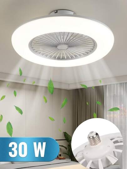 Ventilador de Techo Lámpara LED Alto Flujo de Aire Eficiencia Energética 30 Watts de Potencia Aspas Resistentes como Abanico Diseño Ergonómico Viento Refrescante para Combatir el Calor Silencioso Socket Universal Luz Ajustable Eficiente Ideal para el Hogar