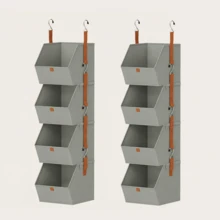 Closet Organizers And Storage 4-In-1 Modular Hanging Closet Organizer With Detachable Bins, Shelf Organizer For Closet System, Clothes Storage And Organization For Closet, Bedroom, Dorm & RV - 灰色 - 查看 12