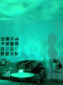 1 Stück farbenfrohe Aurora Wellen Effekt Projektionslampe, 16 Farben LED Licht, Touch/Fernbedienung, dimmbare Ambiente Beleuchtung, Glaskunst Dekorationslampe, LED Sternenhimmel Atmosphärenleuchte, kleine Leselampe, KTV Bühnen Atmosphärenleuchte, geeignet für Schlafzimmer, Wohnzimmer, Geschenk für Feiertage & Partys - Verschiedenfarbig - Übersicht 2