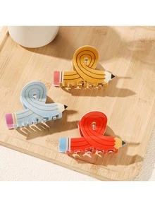 1/4 chiếc kẹp tóc hình bút chì acrylic vẽ đường nét đơn giản, chủ đề tựu trường/giáo viên, phù hợp để sử dụng hàng ngày. - Nhiều màu - Xem 4