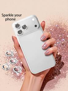 Shockproof Glitter Diamond 6pcs Camera Lens Protector Compatible With IPhone 17/17 Air/17 Pro/17 Pro Max/16/16 Pro/16 Plus/16 Pro Max/16/14 Pro 6.1"/14 Pro Max 6.7", Shiny Tempered Glass Camera Lens Cover, Perfectly Compatible With Apple 14 Pro Max/14 Pro/15/15 Pro Max/15 Pro Mother's Day Gift - Silver - View 6