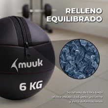 MUUK FITNESS Balón Medicinal de Entrenamiento Funcional 2kg/3kg/4kg/5kg/6kg/10kg | Pelota Wall Ball Profesional de PVC Reforzado con Superficie Antideslizante | Ideal para Crossfit, Fuerza, Resistencia, Abdominales, Sentadillas, Box y Home Gym - 6kg - Ver 10