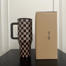 40OZ Sports Water Bottle Elevate Your Daily Hydration | Premium Insulated Stainless Steel Bottle | Stylish, Durable & Leakproof Design With Comfort Handle & Flip Straw | Easy To Clean & Perfect For Every Adventure – Gym, Office, Travel, Beach & Beyond | Stay Refreshed, Stay Healthy - AUTUMN-CHECKERS - 查看 3