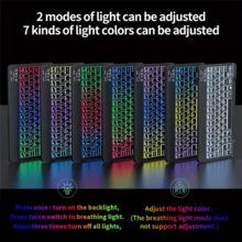 Combo de teclado inalámbrico Bluetooth 3.0 ultradelgado con retroiluminación de 7 colores y ratón inalámbrico Bluetooth, recargable, compatible con iOS, Android, tabletas y smartphones con Windows - Multicolor - Ver 3