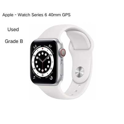  Apple - Watch Series 6 40mm GPS  Grade B, Silver Aluminum Case - White Sport Band  - Used
