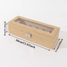 Hộp đựng đồng hồ 6 ngăn vân gỗ giả, hộp sưu tập đồng hồ cơ, hộp đựng đồng hồ, hộp bảo vệ đồng hồ chống nước, chống bụi và chống oxy hóa, hộp trưng bày đồng hồ, hộp đựng dây đeo, vòng tay, quà tặng Ngày của Cha, quà tặng sinh nhật, quà tặng cho bé trai - Nhiều màu - Xem 5
