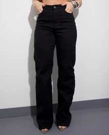 Wide Leg Jeans With Elastane - 黑色 - 查看 3