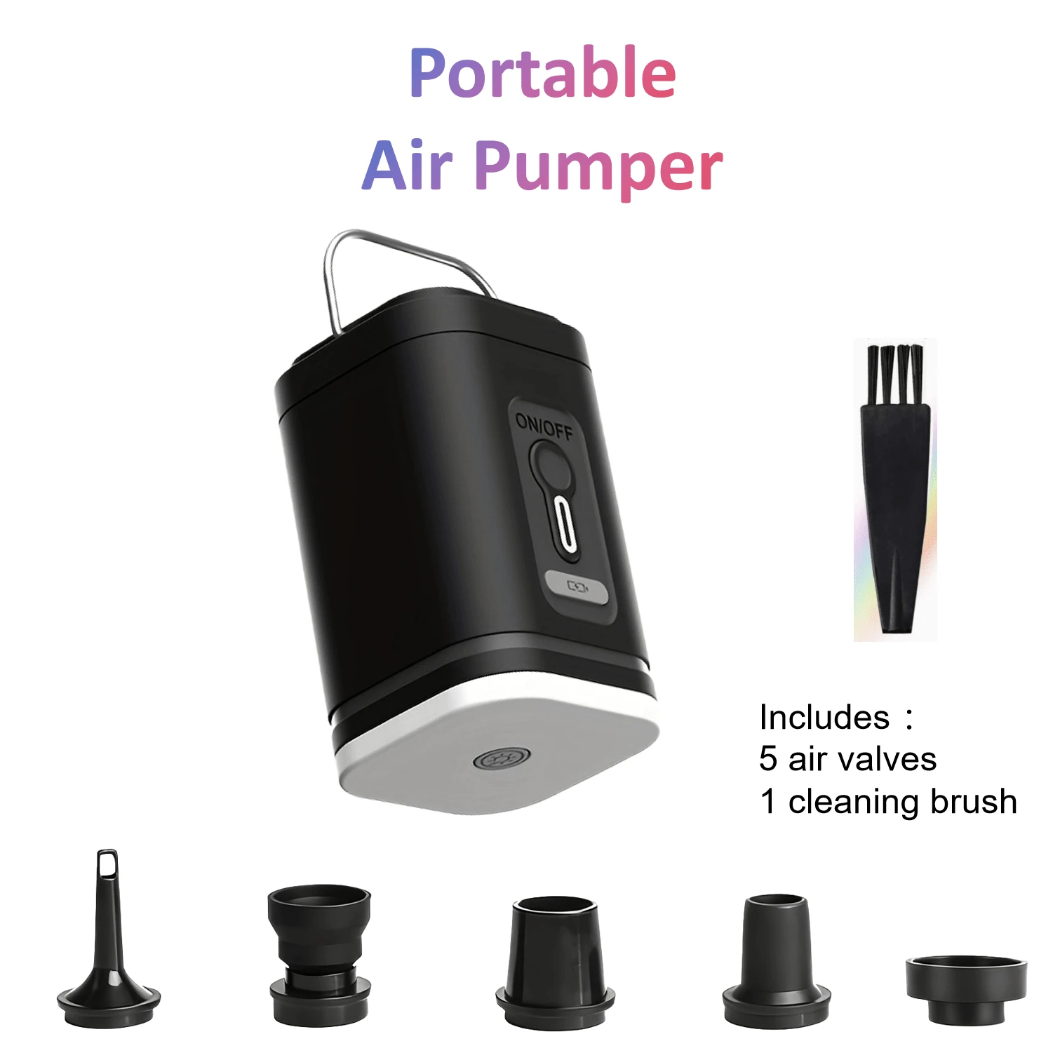 Compact 3-In-1 Electric Air Pump With LED Light And SOS Light, Portable Wireless Inflator/Deflator, Suitable For Outdoor Camping And Home Clothing Organization, (Not Suitable For Balloons And Tires)