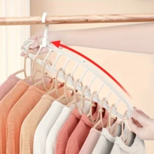 1pc Rotatable 11-Hole Clothes Hanger Organizer, Multi-Functional Seamless Hanger, Magic Folding Clothes Rack, 360° Rotation, Foldable Plastic Seamless, Non-Slip Drying Rack, Suitable For Dorm And Home Wardrobe Storage, Drying Clothes, Dorm Organization, Bedroom Storage, Compact Design, Simple Storage, Durable Plastic, Sturdy Structure, Scarf Hooks, Accessory Storage, Home Storage, Apartment Resident - View 5