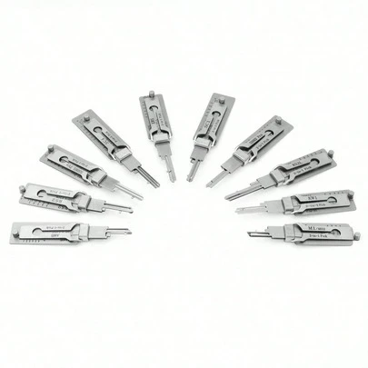 Bộ dụng cụ thợ khóa 2 trong 1 gồm 10 món, bộ dụng cụ mở khóa kiểu Li bao gồm SS001Pro/SS002Pro/KW1/SC1/R52L, bộ giải mã khóa cửa nhà ở, dụng cụ thiết yếu cho thợ khóa chuyên nghiệp.