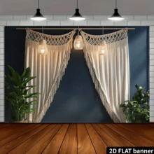 1 Stück 2D eleganter Makramee Quasten Vorhang Deko - handgefertigter Polyester Quasten Vorhang, geeignet für Hochzeiten, Geburtstage, Heimevents - keine Elektrizität erforderlich, schafft komfortable Fotografie Kulisse und weiche Hintergrund Dekoration, verschiedene Größen, Wohnzimmer Vorhang - A - Übersicht 5