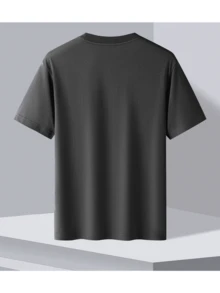 GRDR Men's Fashionable Solid Color Basic Short Sleeve T-Shirt, Casual - Dark Grey - View 3