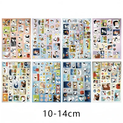  8 miếng dán hình Snoopy cắt rời, hình hoạt hình dễ thương, kích thước lớn, dùng để trang trí bao bì, chống thấm nước.