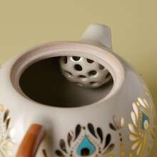 1 Set Ceramic Tea Set, Includes Teapot And 4 Teacups, Ru Porcelain, Heat-Resistant, Suitable For Home, Office, Cafe, High-End Corporate Gift, Wedding Gift - Multicolor - View 11