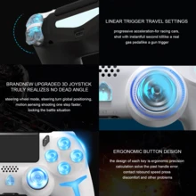 GAMINJA P412 无线控制器，兼容 P4/P4 Slim/P4 Pro/PC，RGB 多模式灯光效果，双震动，扬声器，六轴陀螺仪，耳机插孔，触摸板和 LED 指示灯 - 查看 6