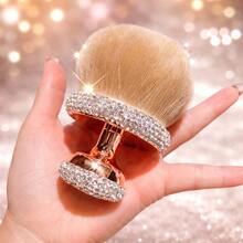1pc High-Quality Rhinestone Decorated Large Size Self-Tanning Body Makeup Brush, Bronzer Applicator, Large Foundation Brush, Kabuki Brush For Blending Bronzer, Oval Face & Leg Makeup Brush, Multi-Functional Makeup Brushes, Foundation Brush, Face Cleansing Brush, Holiday Gift, Travel Essential - Diamond - View 6