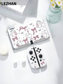 (2025) Accesorios, Funda/Cubierta protectora con diseño de lazo y conejo, lindo y fresco, compatible con Switch 2/Switch NS/Switch OLED/Lite, compatible con accesorios de consola Switch 2/Switch, juego completo que incluye bolsa de almacenamiento, estuche para tarjetas de juego, cubierta protectora Switch, mejor regalo compatible con jugadores de Switch - Multicolor - Ver 2