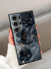 花卉图案 1 件装 高级优雅黑色防震防滑花卉手机壳 兼容 Galaxy A04e/A05s/A13/A14/A15/A34/A35/A50/A52/A53/A54/S21/S22/S23/S24/S25/S25Ultra/24fe - 黑色 - 查看 3