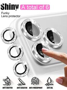 Shockproof Glitter Diamond 6pcs Camera Lens Protector Compatible With IPhone 17/17 Air/17 Pro/17 Pro Max/16/16 Pro/16 Plus/16 Pro Max/16/14 Pro 6.1"/14 Pro Max 6.7", Shiny Tempered Glass Camera Lens Cover, Perfectly Compatible With Apple 14 Pro Max/14 Pro/15/15 Pro Max/15 Pro Mother's Day Gift - Silver - View 31