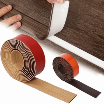 1pc 1mx4cm Wood Like Self Adhesive Floor Transition Strip Windproof Insect Proof Door Bot Tom Sealing Strip Flexible PVC Material Gap Filler