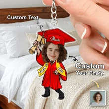 Personalized Graduation Photo Keychain, Customized Face And Name Acrylic Keychain, 2026 High School/College Graduation Gift, Customized Image Acrylic Pendant, Graduation Souvenir, Birthday Gift, Christmas Gift, Christmas Tree Decoration - H-customized  Graduation Attire - View 7