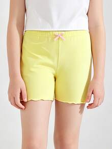 3pcs Celana Pendek Kasual Warna Polos untuk Anak Perempuan, Legging Minimalis dengan Hiasan Rumbai, Pakaian Sehari-hari yang Serbaguna - MultiWarna - View 8