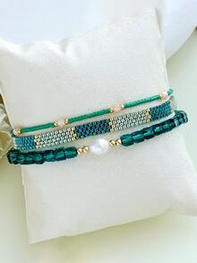 Bộ 3 vòng tay đính cườm dệt thủ công mới mùa hè, phụ kiện trang sức xếp chồng cá nhân hóa. - Nhiều màu - Xem 6