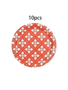 10 pièces/60 pièces/120 pièces Assiettes en papier de style bohème de 7 pouces, 6 couleurs vives : rouge, vert, bleu, jaune, rose et orange, 6 designs uniques, mélangeant mandala bohème, motifs géométriques, paisley et plus, convient pour anniversaire, baby shower, mariage et pique-nique - Blanc - Voir 8