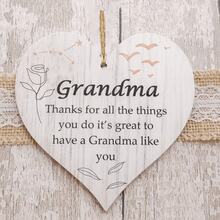 Cảm ơn bà, Quà tặng Ngày của Mẹ và Sinh nhật, Thiệp hình trái tim bằng gỗ, Quà tặng cho gia đình và bạn bè - A - Xem 1