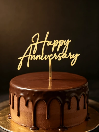 20件金色周年纪念蛋糕装饰品 - 闪亮结婚周年纪念蛋糕装饰品 - 周年纪念派对、生日周年纪念派对蛋糕装饰用品