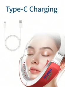 HYUNDAI Women's V-Face Lifting Device - Smart Electric Double Chin V-Face Lifting Strap - Red - View 6