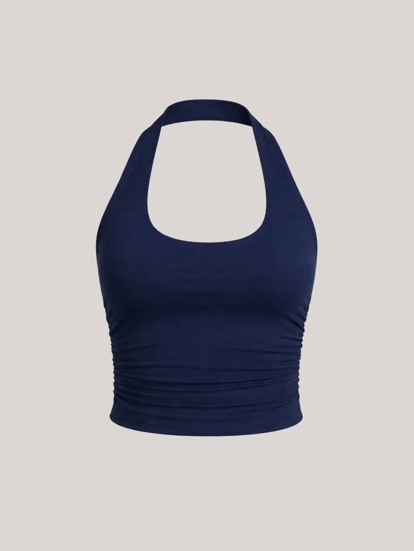 Slim Fit Halter Neck Cropped Top, Lined, Zero Transparent, SUPLEX - Màu xanh hải quân - Xem 1